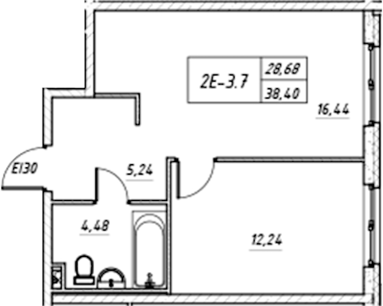 1-комнатная квартира 38.4 м², 15/17 эт., Комплекс апартаментов «Zoom на Неве»